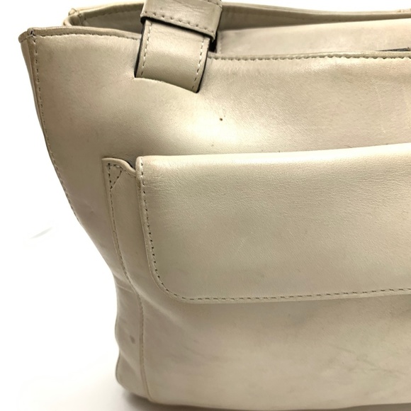 Kenneth Cole New York Ivory Genuine Leather Shoulder Bag Purse Tote Satchel - Picture 5 of 16